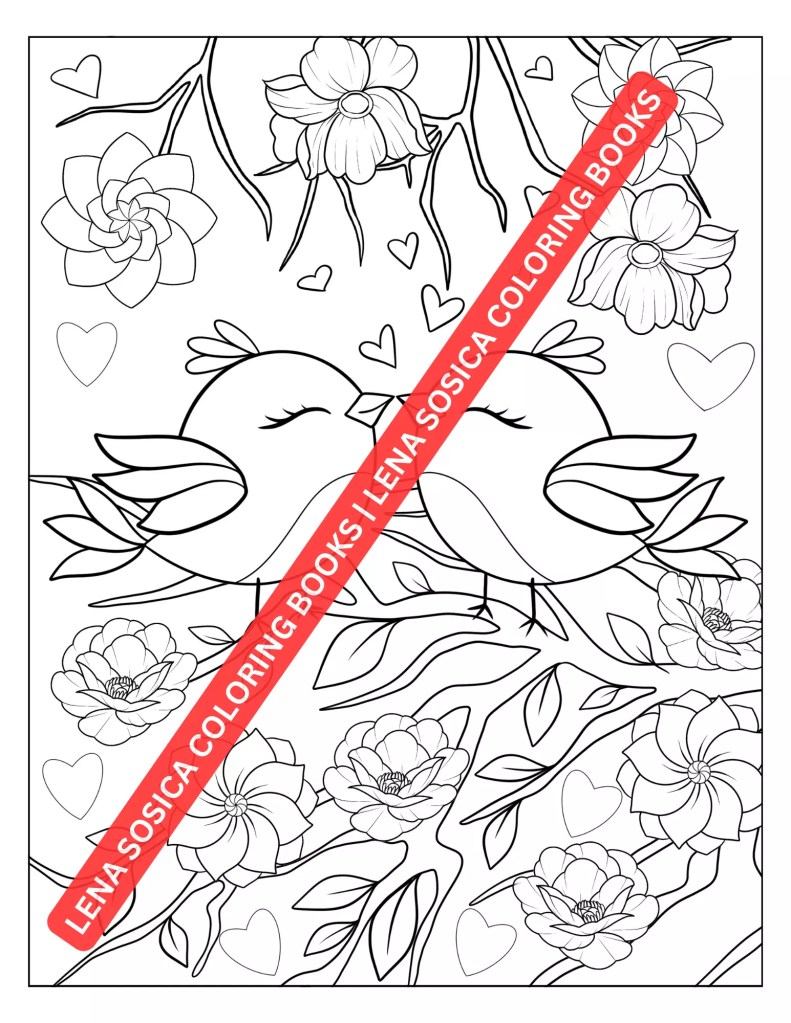 Love-Themed Animals for Valentine's Bliss: Valentine's Day Coloring Book Mockup Preview