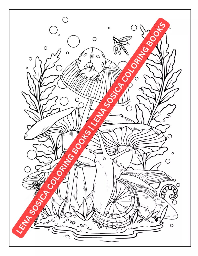 Mystical Mushroom Coloring Pages: 50 Printable Hand-Drawn Illustrations for Mushroom-Loving Creatives Mockup Preview
