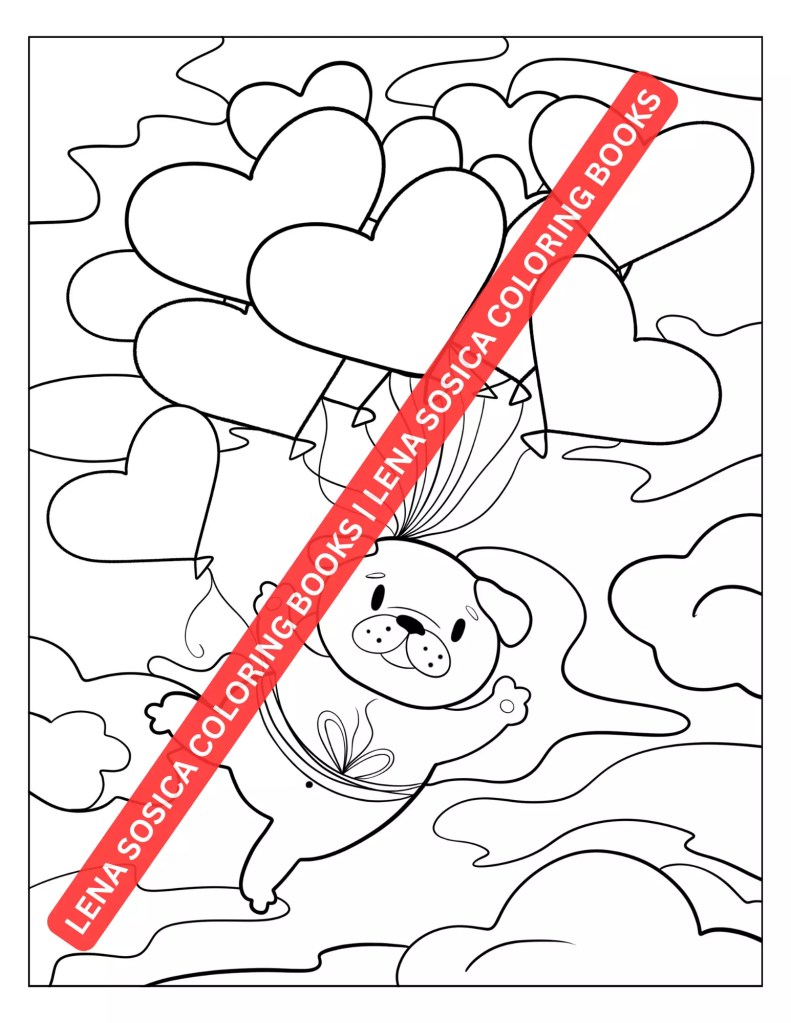 Love-Themed Animals for Valentine's Bliss: Valentine's Day Coloring Book Mockup Preview