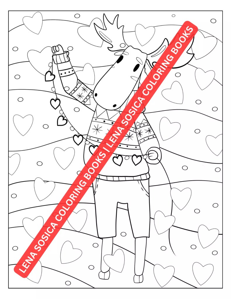 Love-Themed Animals for Valentine's Bliss: Valentine's Day Coloring Book Mockup Preview